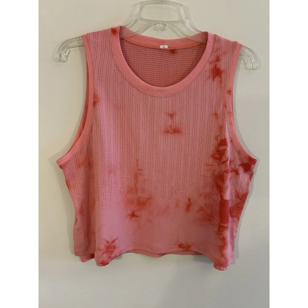 Lululemon Train to Be Tank Size 10 Rain Marble Dye Raspberry Cream